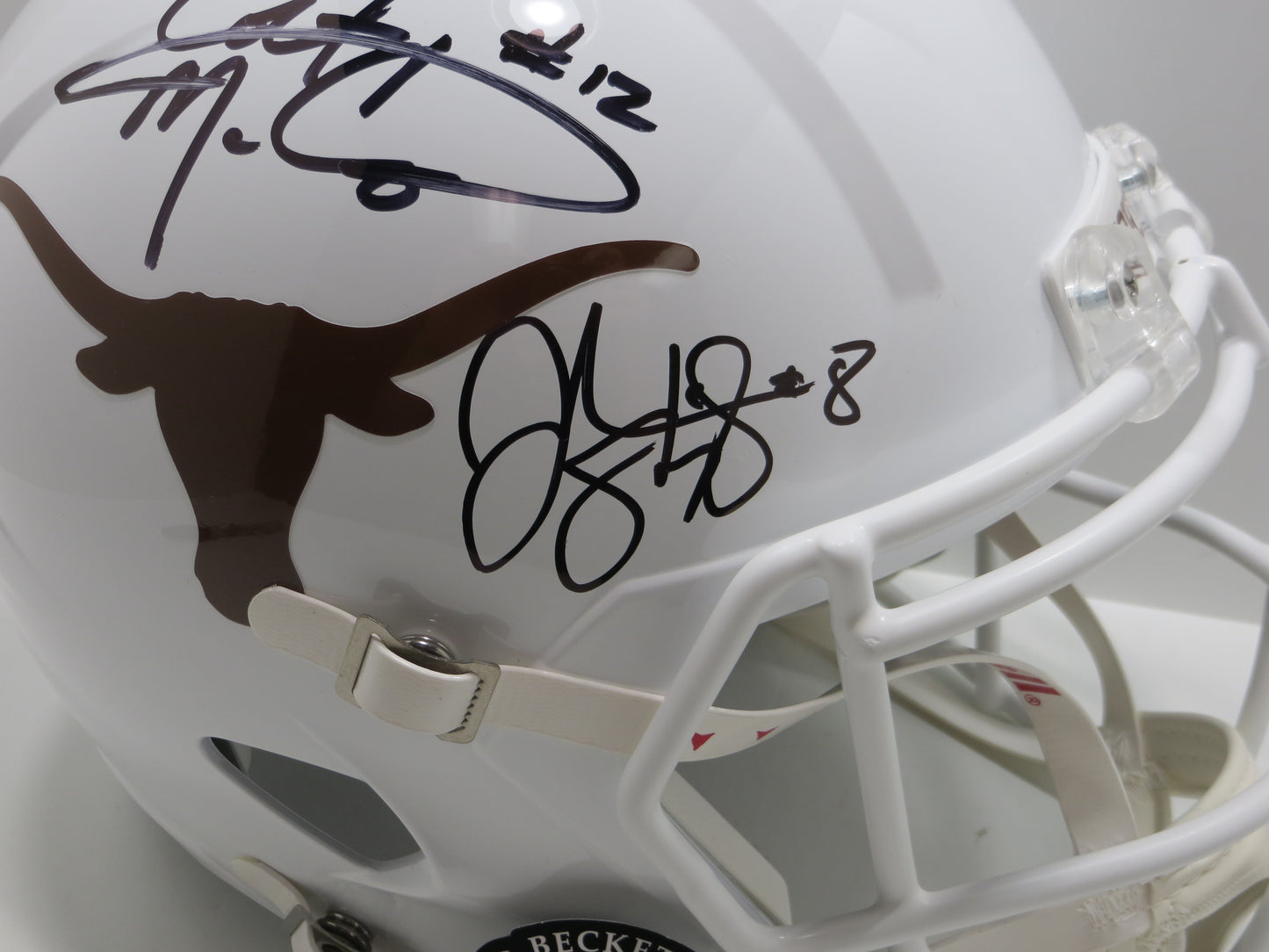 COLT McCOY JORDAN SHIPLEY SIGNED TEXAS LONGHORNS FULL SIZE HELMET BAS