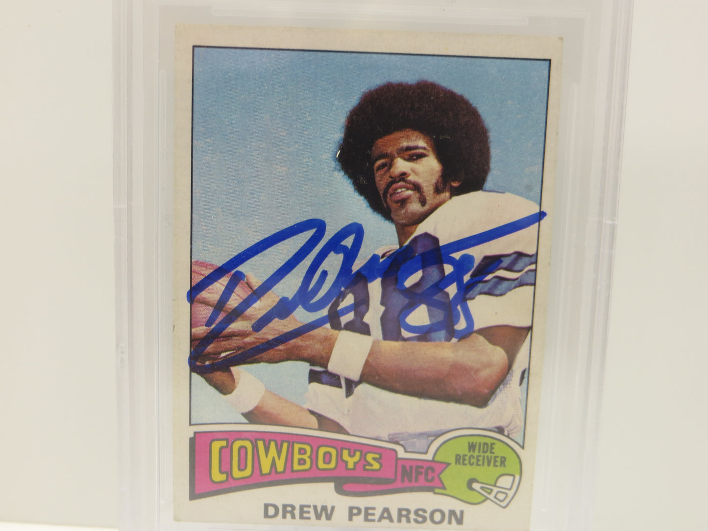 DREW PEARSON SIGNED 1975 TOPPS #65 DALLAS COWBOYS BGS BAS SLAB AUTO 10