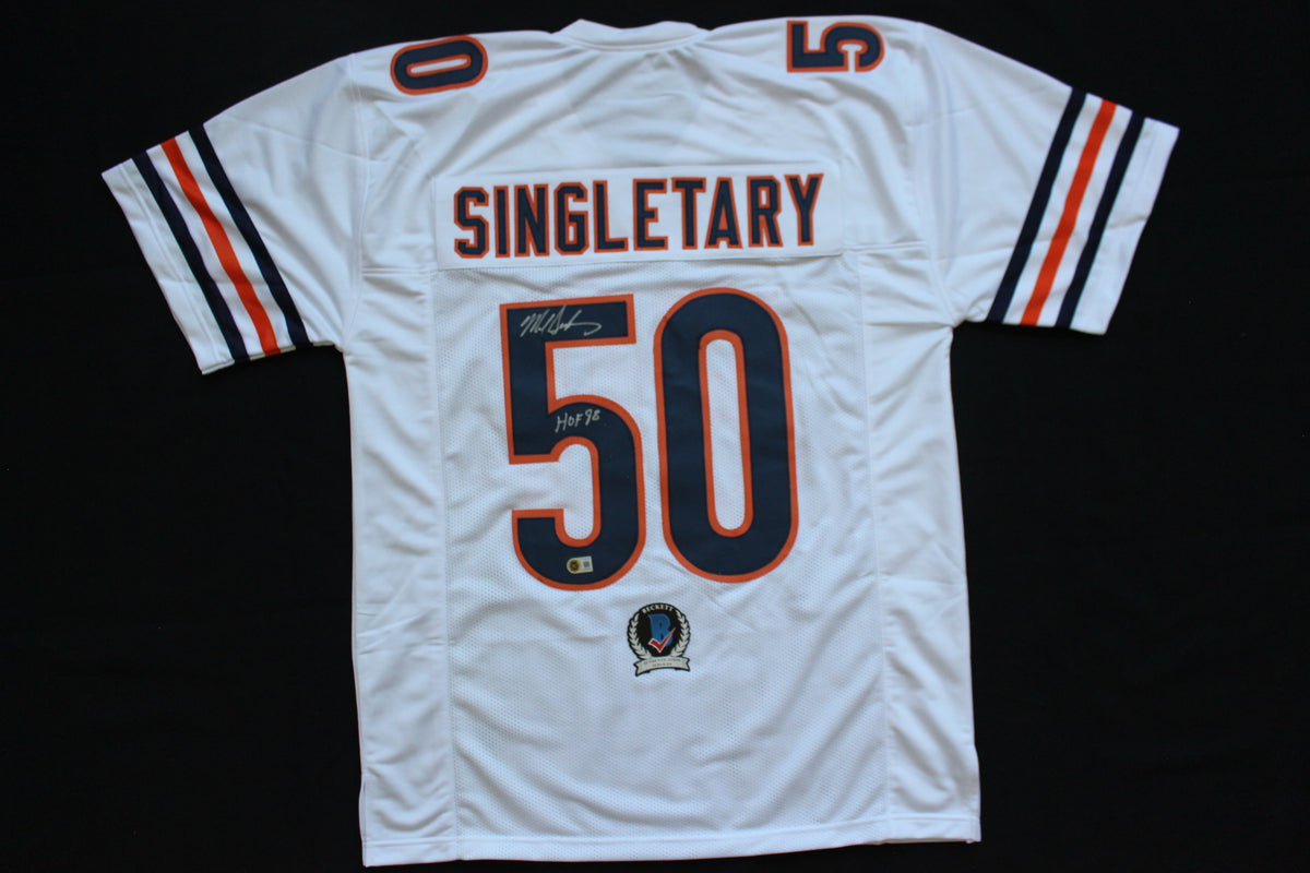 MIKE SINGLETARY CHICAGO BEARS SIGNED WHITE JERSEY w/HOF 98 Baylor Bears BAS