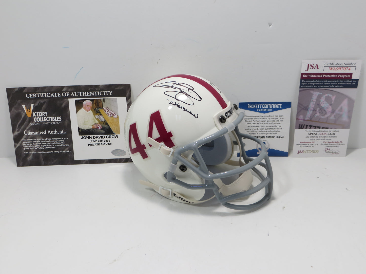 JOHN DAVID CROW & JOHNNY MANZIEL SIGNED Texas A&M Helmet w/Heisman JSA BAS