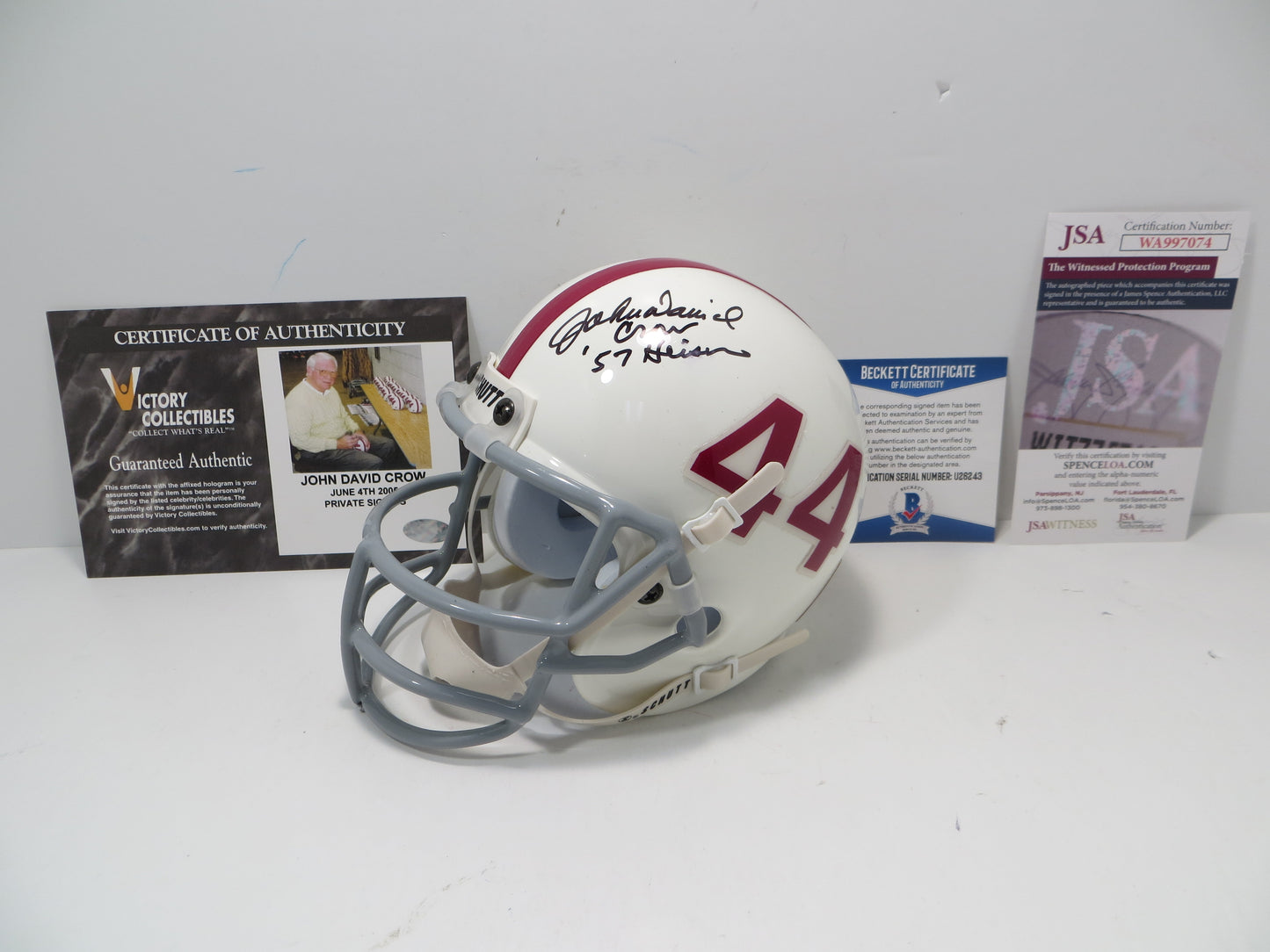 JOHN DAVID CROW & JOHNNY MANZIEL SIGNED Texas A&M Helmet w/Heisman JSA BAS