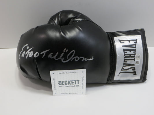 ED TOO TALL JONES SIGNED LEFT BLACK BOXING GLOVE Dallas Cowboys BAS COA