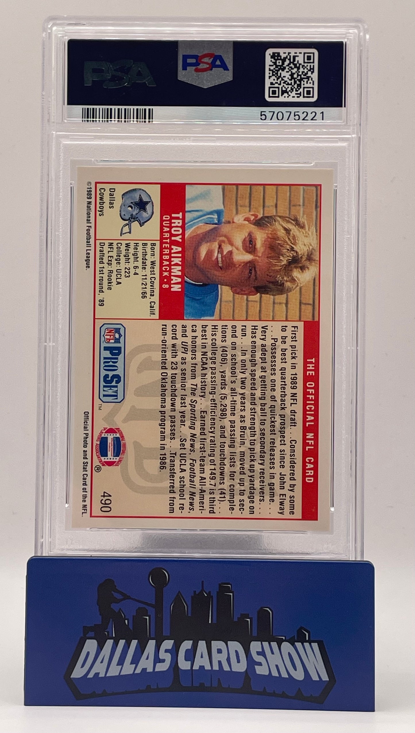 1989 Pro Set #490 Troy Aikman Rookie RC PSA 10