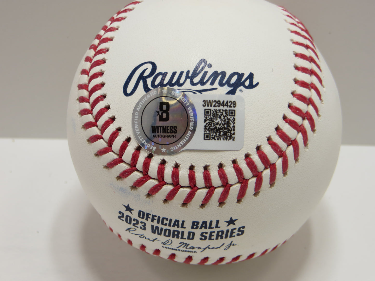JOSH SMITH TEXAS RANGERS SIGNED OFFICIAL 2023 WORLD SERIES BASEBALL BAS COA