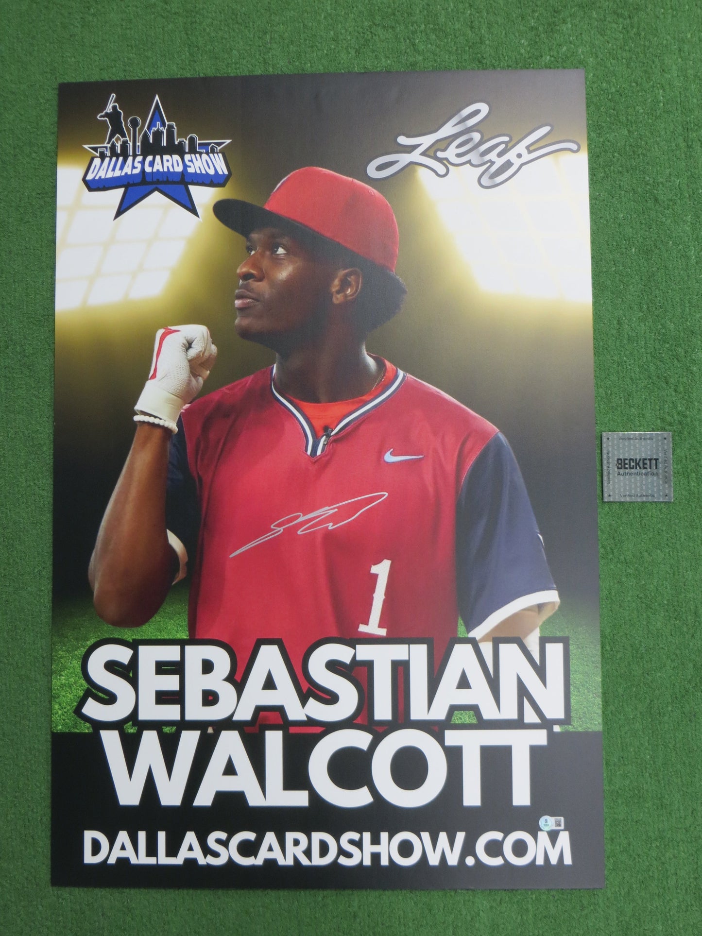 SEBASTIAN WALCOTT TEXAS RANGERS SIGNED 24x36 Dallas Card Show FOAM BOARD BAS COA