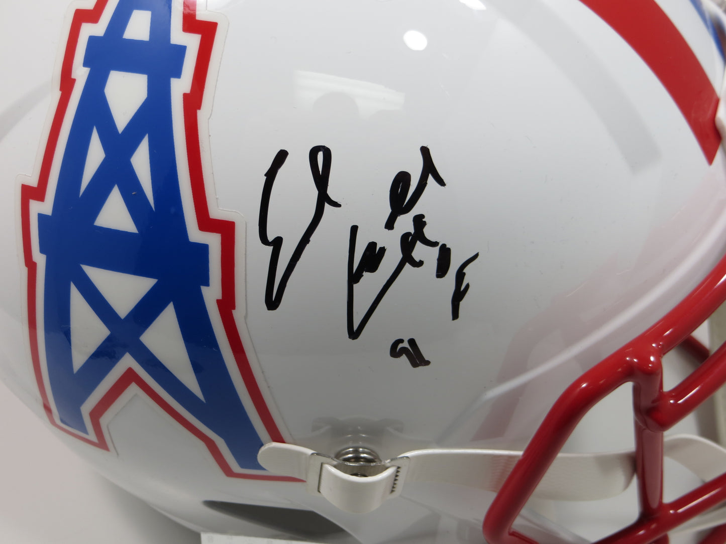 EARL CAMPBELL SIGNED HOUSTON OILERS FULL SIZE HELMET w/INSC UT Longhorns JSA