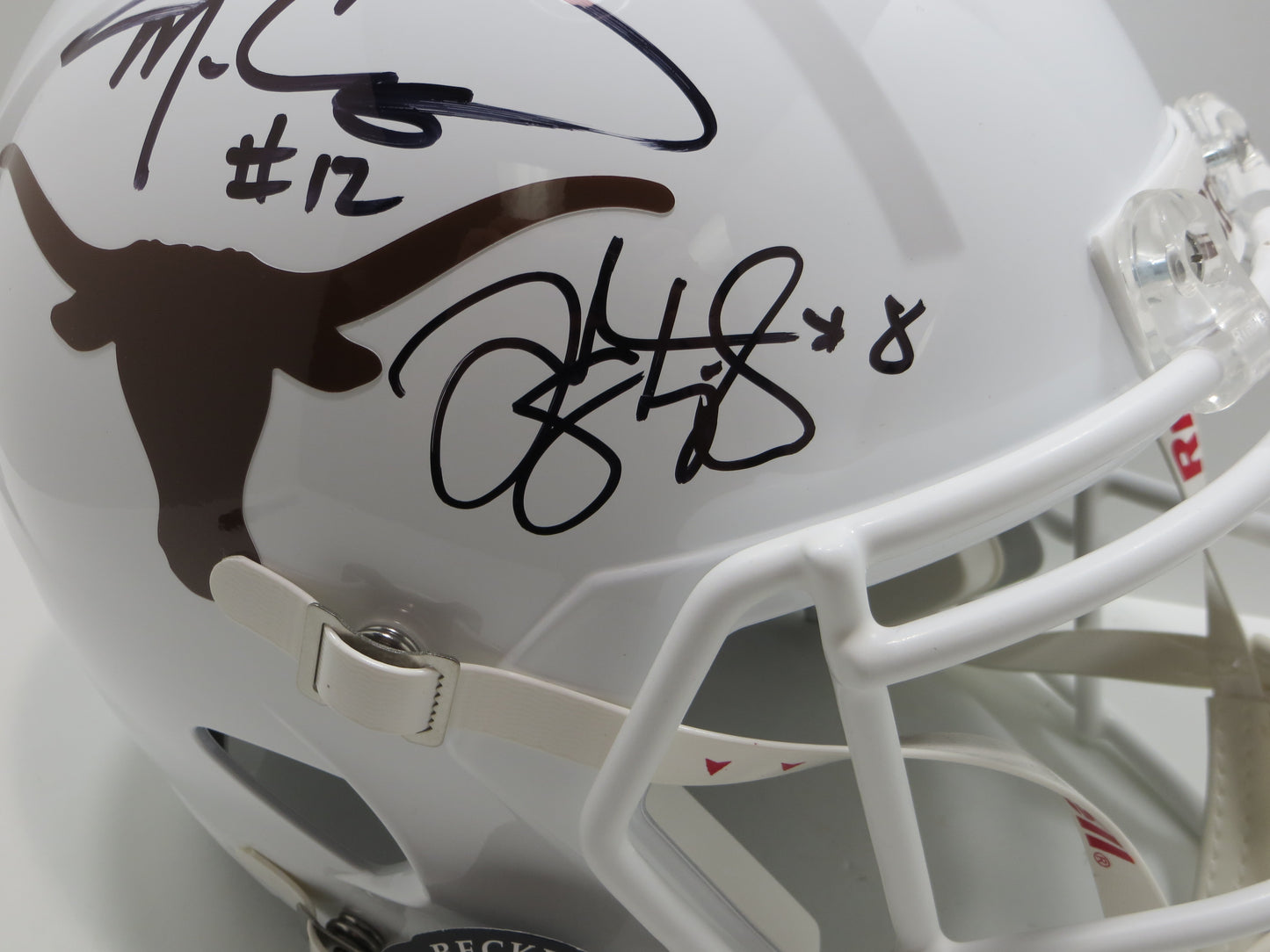 COLT McCOY JORDAN SHIPLEY SIGNED TEXAS LONGHORNS FULL SIZE HELMET BAS