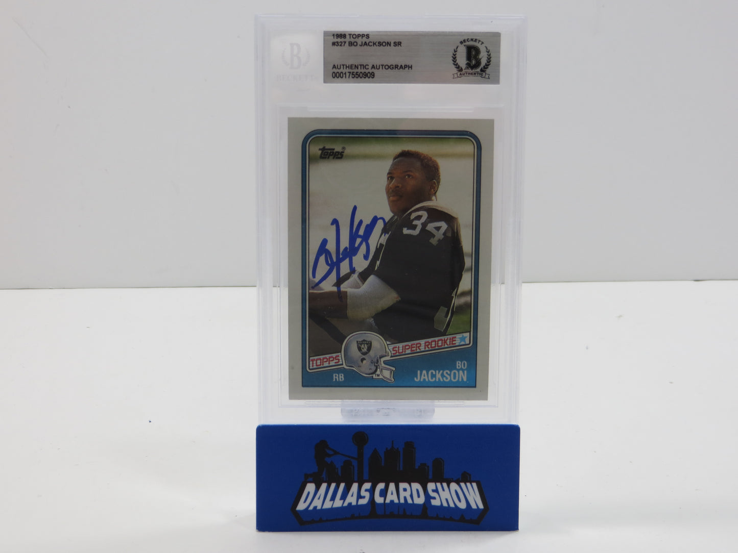 BO JACKSON SIGNED 1988 TOPPS #327 RAIDERS AUBURN ROYALS BGS BAS SLAB