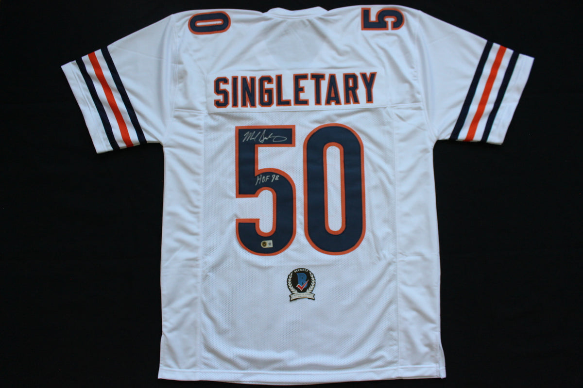 MIKE SINGLETARY CHICAGO BEARS SIGNED WHITE JERSEY w/HOF 98 Baylor Bears BAS