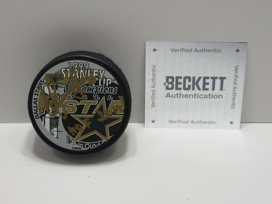 SERGEI ZUBOV DALLAS STARS SIGNED 1999 Stanley Cup Puck w/HOF 2019 BAS