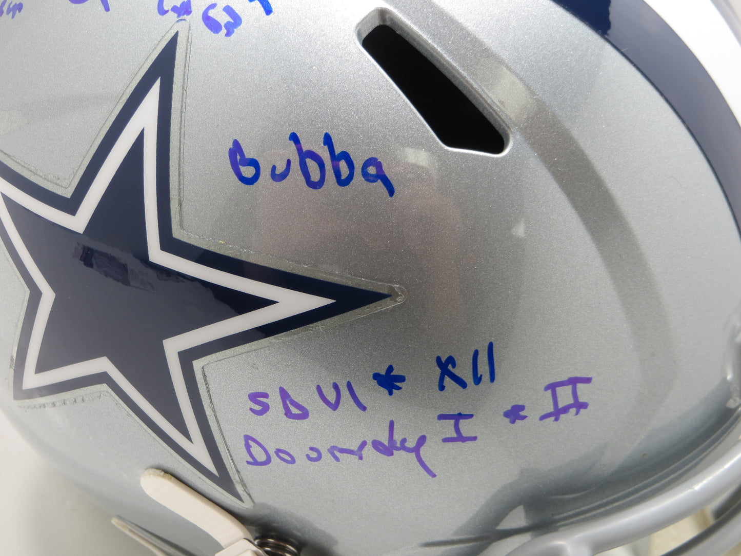 LARRY COLE SIGNED DALLAS COWBOYS RIDDELL F/S HELMET FULL STATS JSA COA