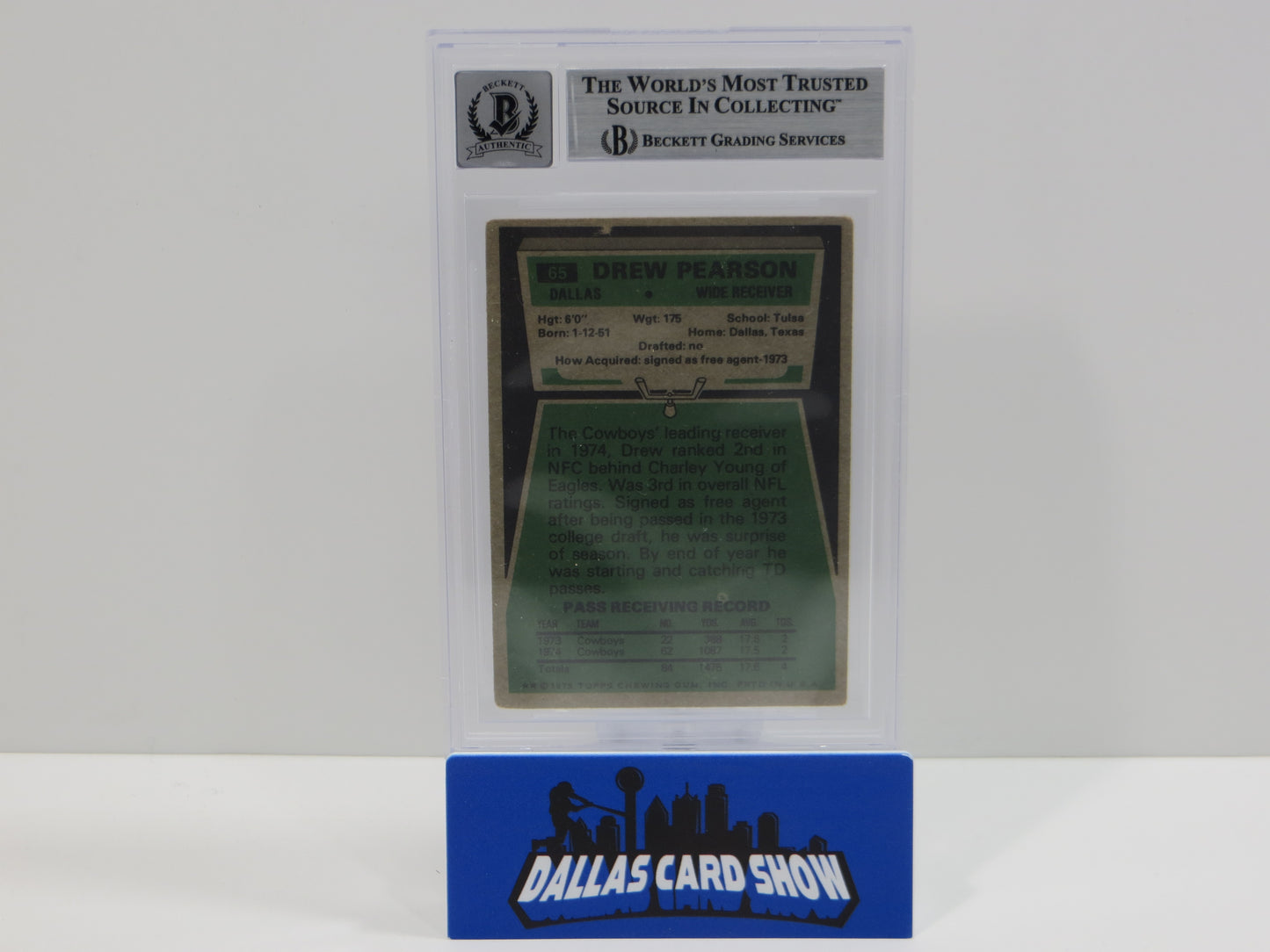 DREW PEARSON SIGNED 1975 TOPPS #65 DALLAS COWBOYS BGS BAS SLAB AUTO 10