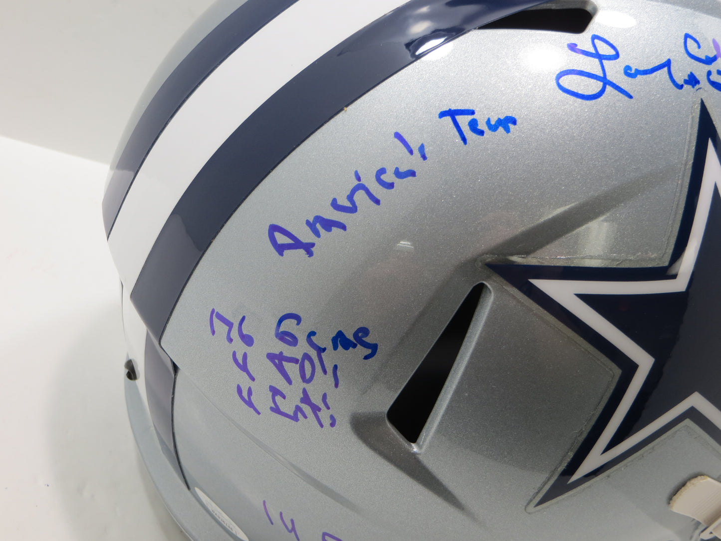 LARRY COLE SIGNED DALLAS COWBOYS RIDDELL F/S HELMET FULL STATS JSA COA