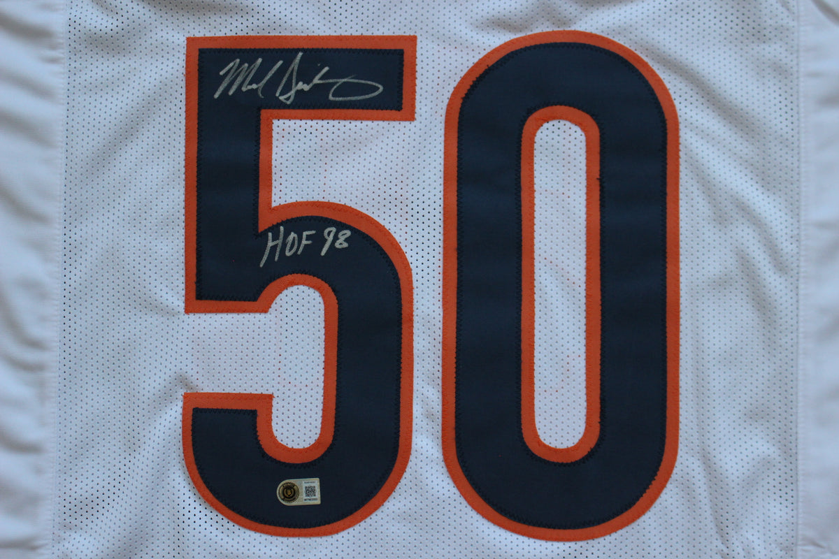 MIKE SINGLETARY CHICAGO BEARS SIGNED WHITE JERSEY w/HOF 98 Baylor Bears BAS