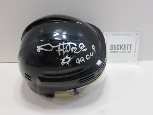 DERIAN HATCHER  DALLAS STARS SIGNED MINI HOCKEY HELMET w/99 CUP BAS COA