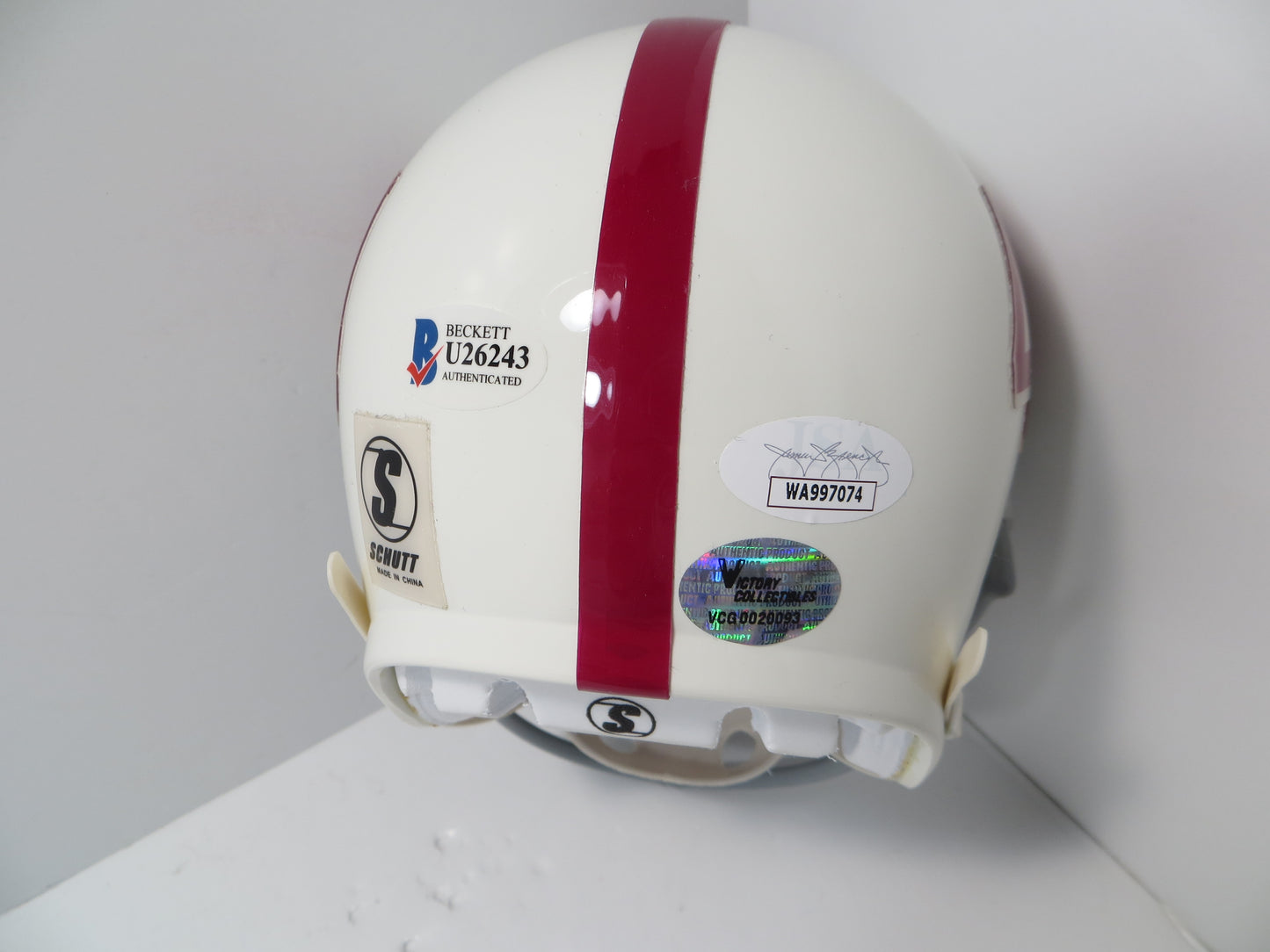 JOHN DAVID CROW & JOHNNY MANZIEL SIGNED Texas A&M Helmet w/Heisman JSA BAS