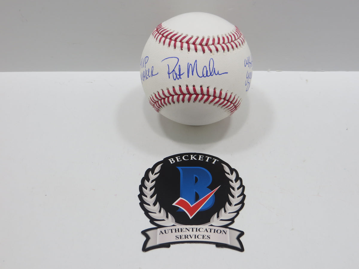 PAT PATRICK MAHOMES SR SIGNED OML BASEBALL Twins Cubs Mets Rangers w/INSC BAS