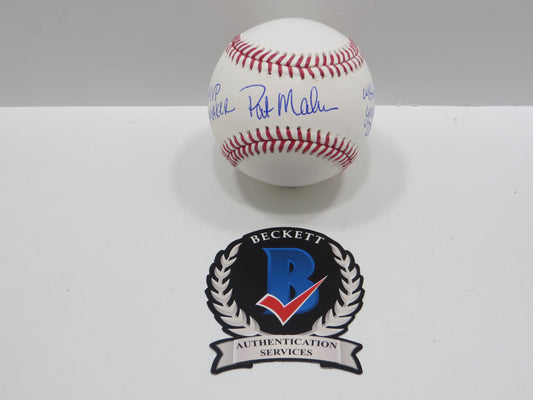 PAT PATRICK MAHOMES SR SIGNED OML BASEBALL Twins Cubs Mets Rangers w/INSC BAS