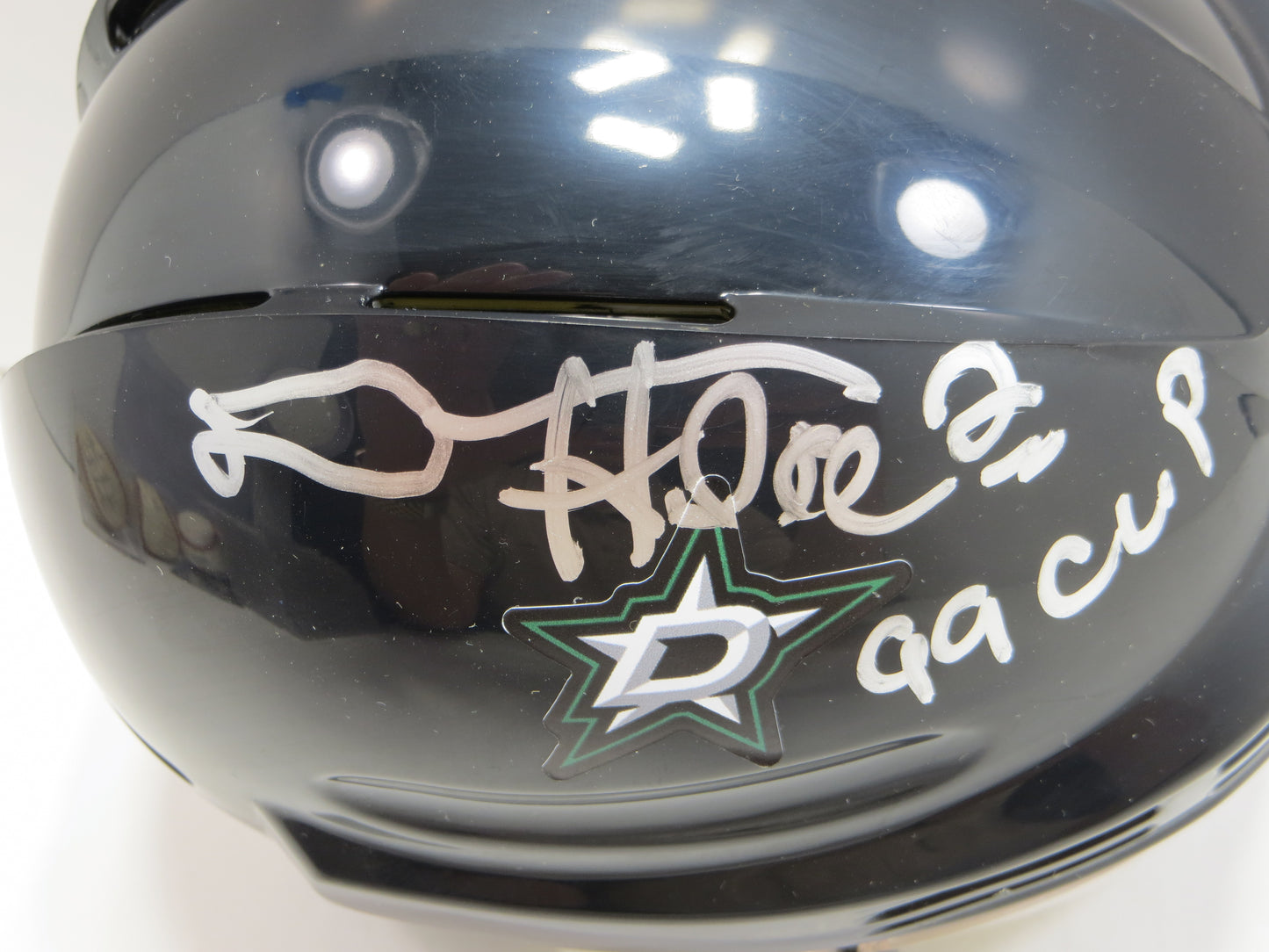 DERIAN HATCHER  DALLAS STARS SIGNED MINI HOCKEY HELMET w/99 CUP BAS COA
