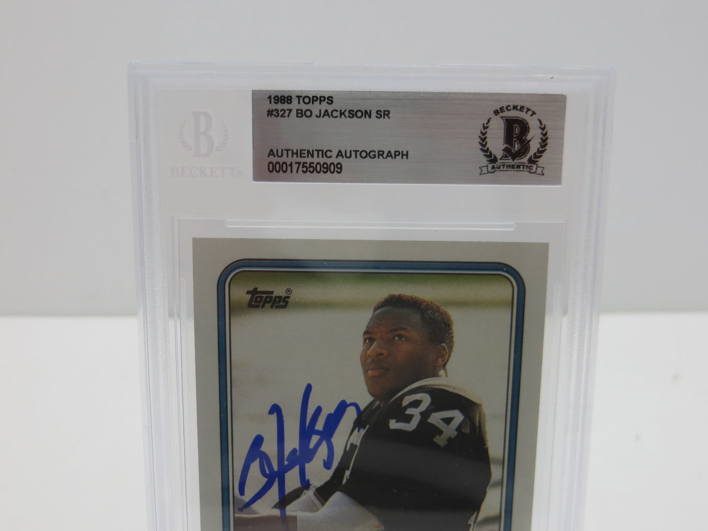BO JACKSON SIGNED 1988 TOPPS #327 RAIDERS AUBURN ROYALS BGS BAS SLAB