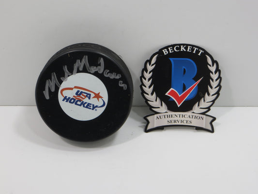 MIKE MODANO TEAM USA SIGNED HOCKEY PUCK Dallas Stars Red Wings North Stars BAS