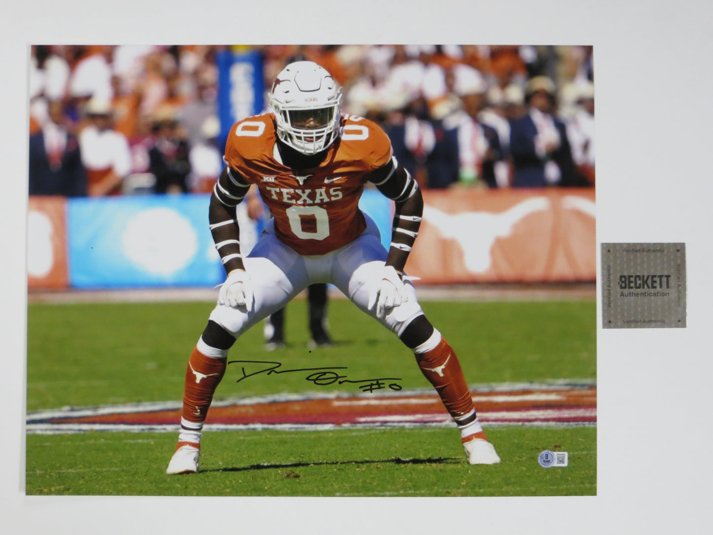 DEMARVION OVERSHOWN Texas Longhorns SIGNED Stance 16x20 PHOTO Cowboys BAS