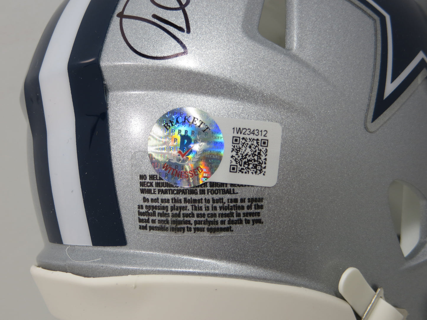 KENNETH KENNY GANT DALLAS COWBOYS SIGNED Riddell MINI HELMET w/Shark BAS