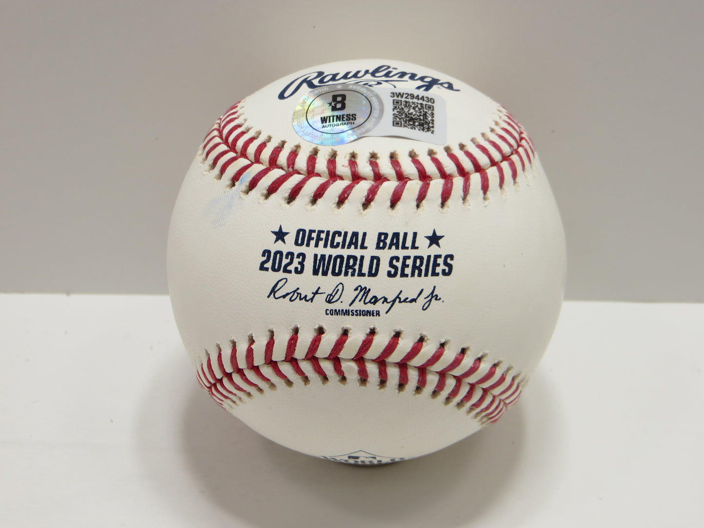 JOSH SMITH TEXAS RANGERS SIGNED OFFICIAL 2023 WORLD SERIES BASEBALL BAS COA