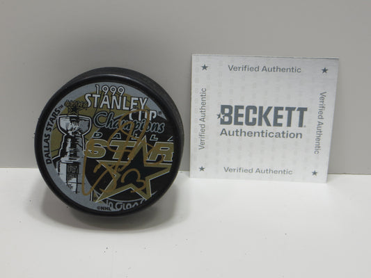CRAIG LUDWIG DALLAS STARS SIGNED 1999 Stanley Cup Puck BAS COA