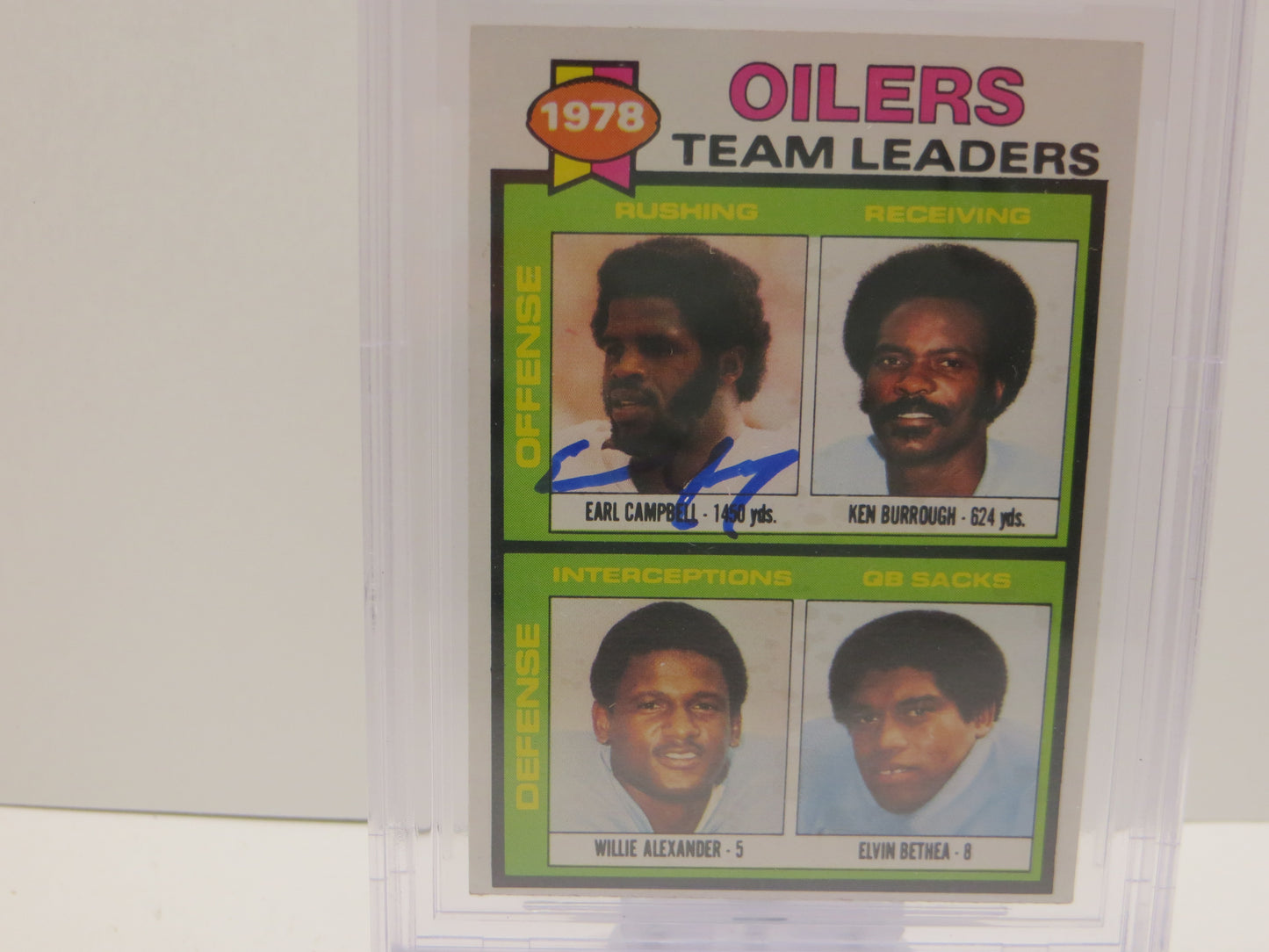 1979 TOPPS CHECKLIST BACK #301 EARL CAMPBELL BGS 10 AUTO