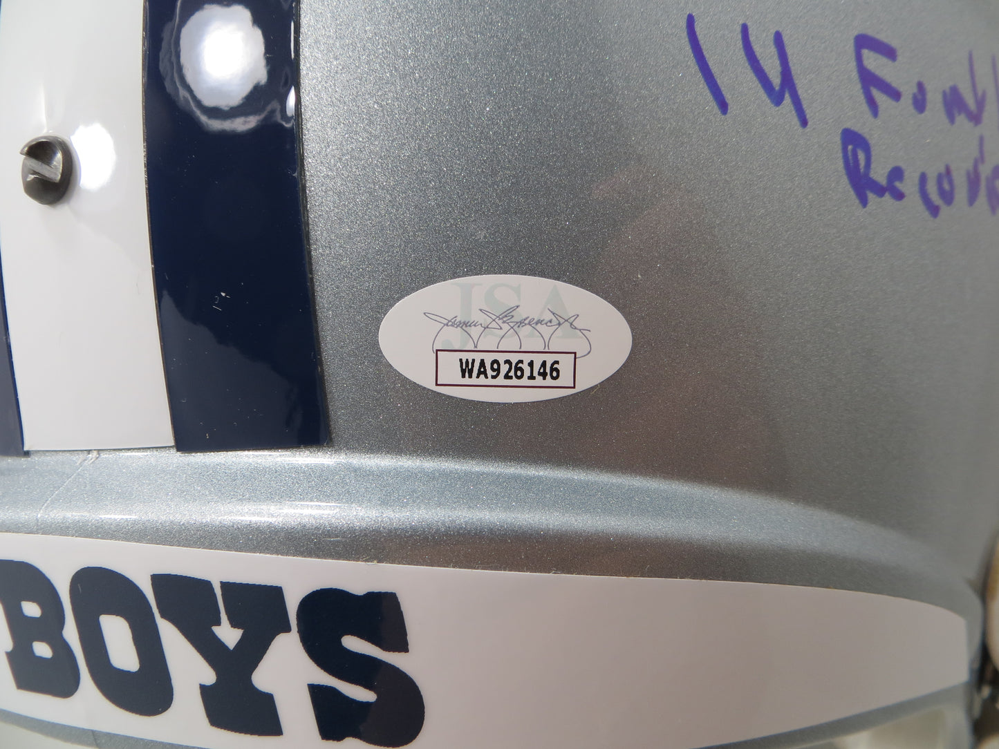 LARRY COLE SIGNED DALLAS COWBOYS RIDDELL F/S HELMET FULL STATS JSA COA