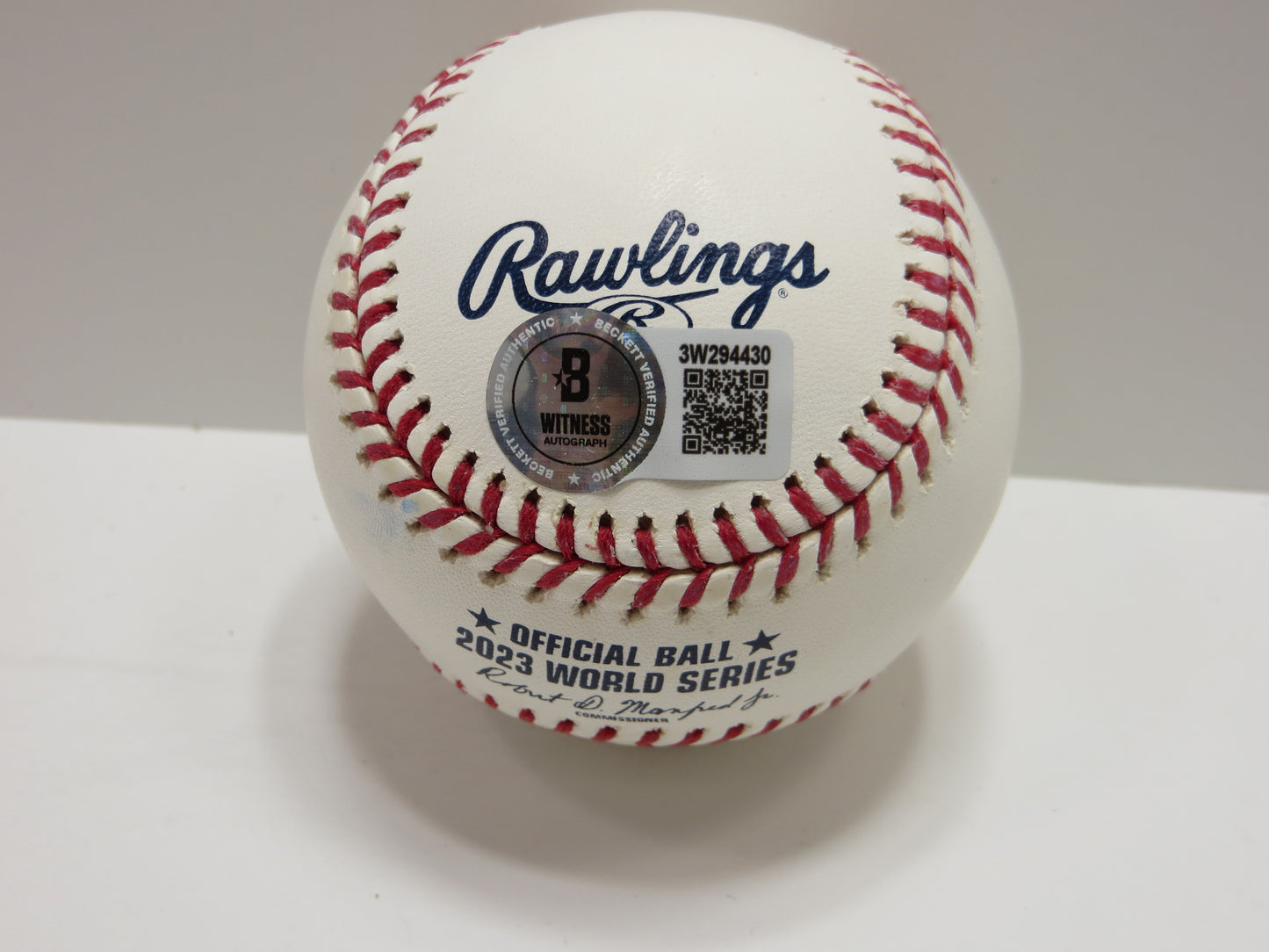 JOSH SMITH TEXAS RANGERS SIGNED OFFICIAL 2023 WORLD SERIES BASEBALL BAS COA