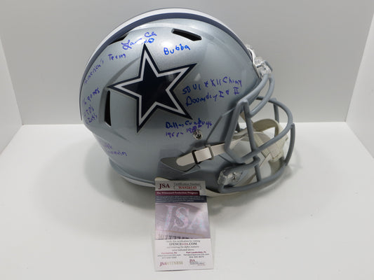 LARRY COLE SIGNED DALLAS COWBOYS RIDDELL F/S HELMET FULL STATS JSA COA