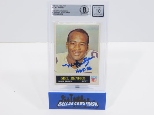 MEL RENFRO DALLAS COWBOYS SIGNED 1965 Philadelphia #53 BGS BAS AUTO 10 Rookie
