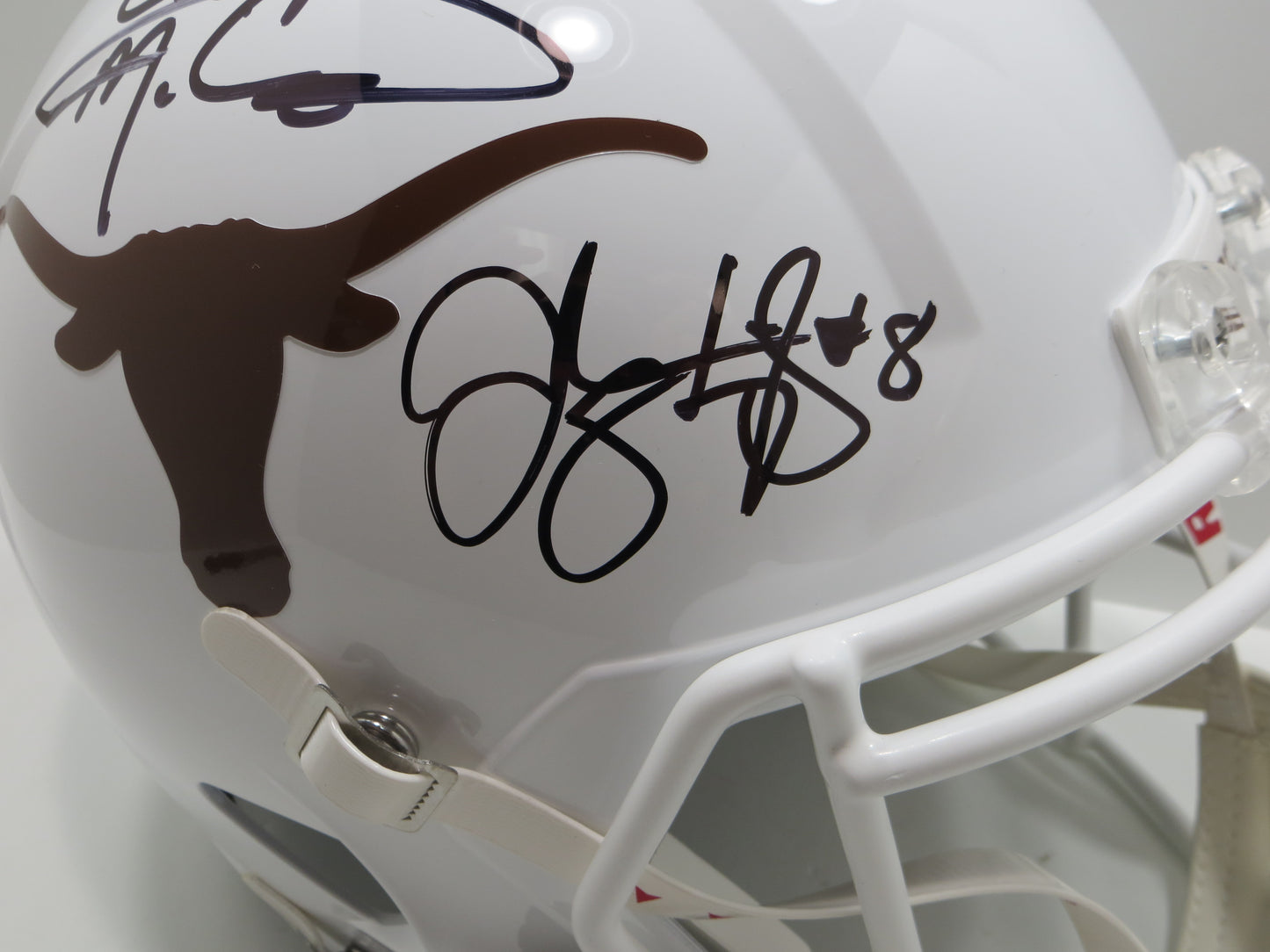COLT McCOY JORDAN SHIPLEY SIGNED TEXAS LONGHORNS FULL SIZE HELMET BAS