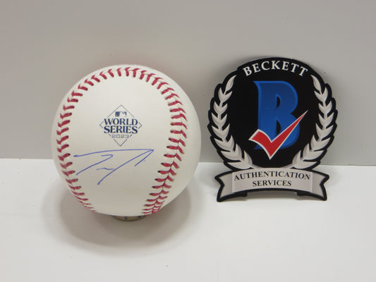 JOSH SMITH TEXAS RANGERS SIGNED OFFICIAL 2023 WORLD SERIES BASEBALL BAS COA