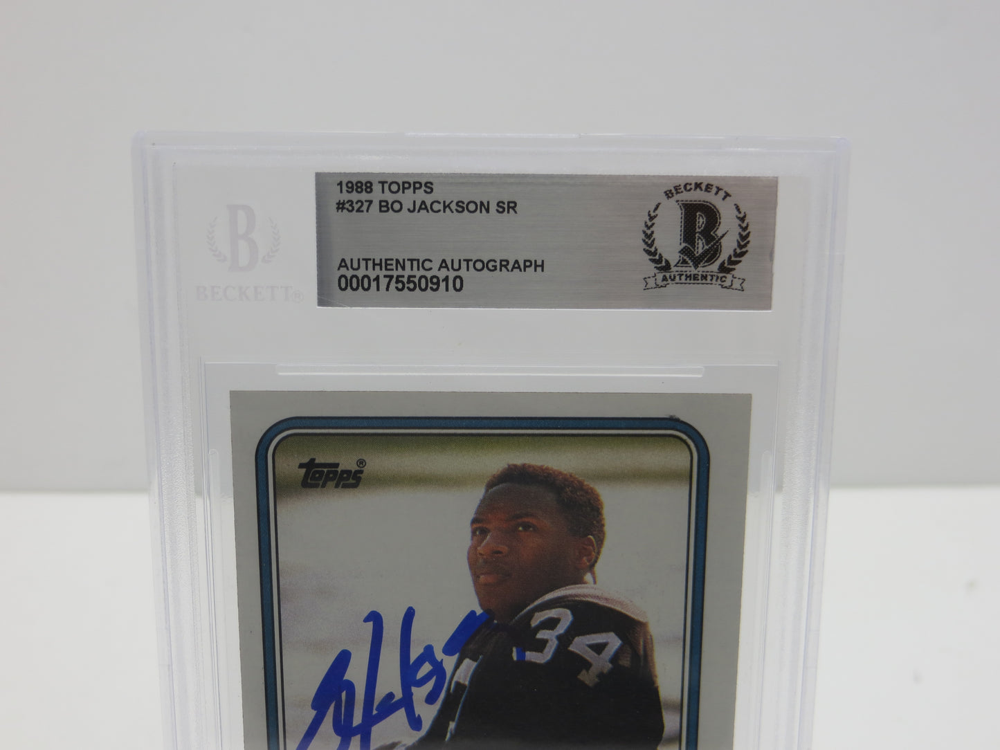 BO JACKSON SIGNED 1988 TOPPS #327 RAIDERS AUBURN ROYALS BGS BAS SLAB