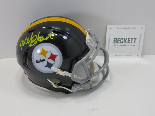 MEL BLOUNT SIGNED PITTSBURGH STEELERS RIDDELL MINI HELMET Yellow Paint Pen BAS