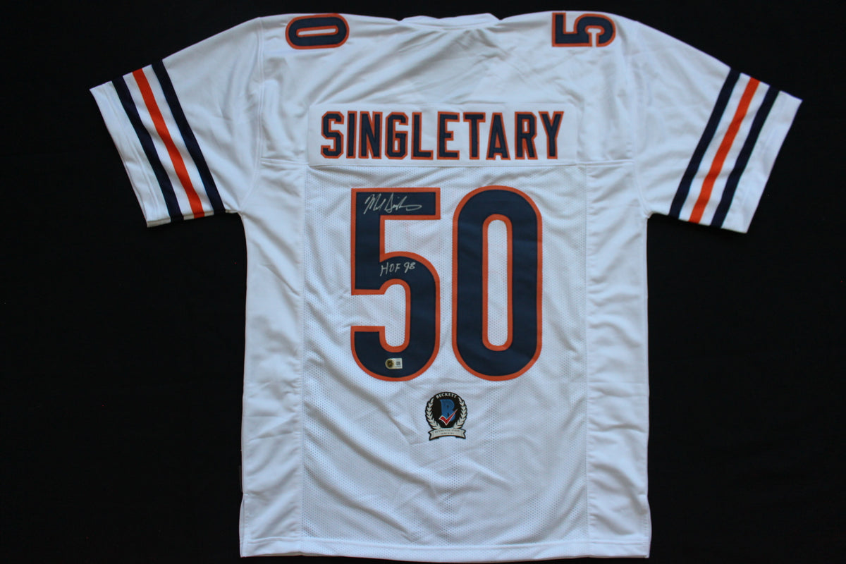 MIKE SINGLETARY CHICAGO BEARS SIGNED WHITE JERSEY w/HOF 98 Baylor Bears BAS