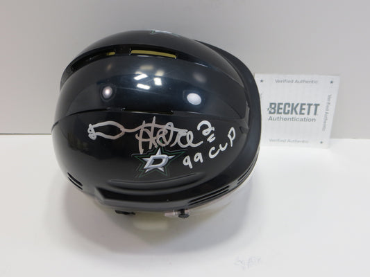 DERIAN HATCHER  DALLAS STARS SIGNED MINI HOCKEY HELMET w/99 CUP BAS COA