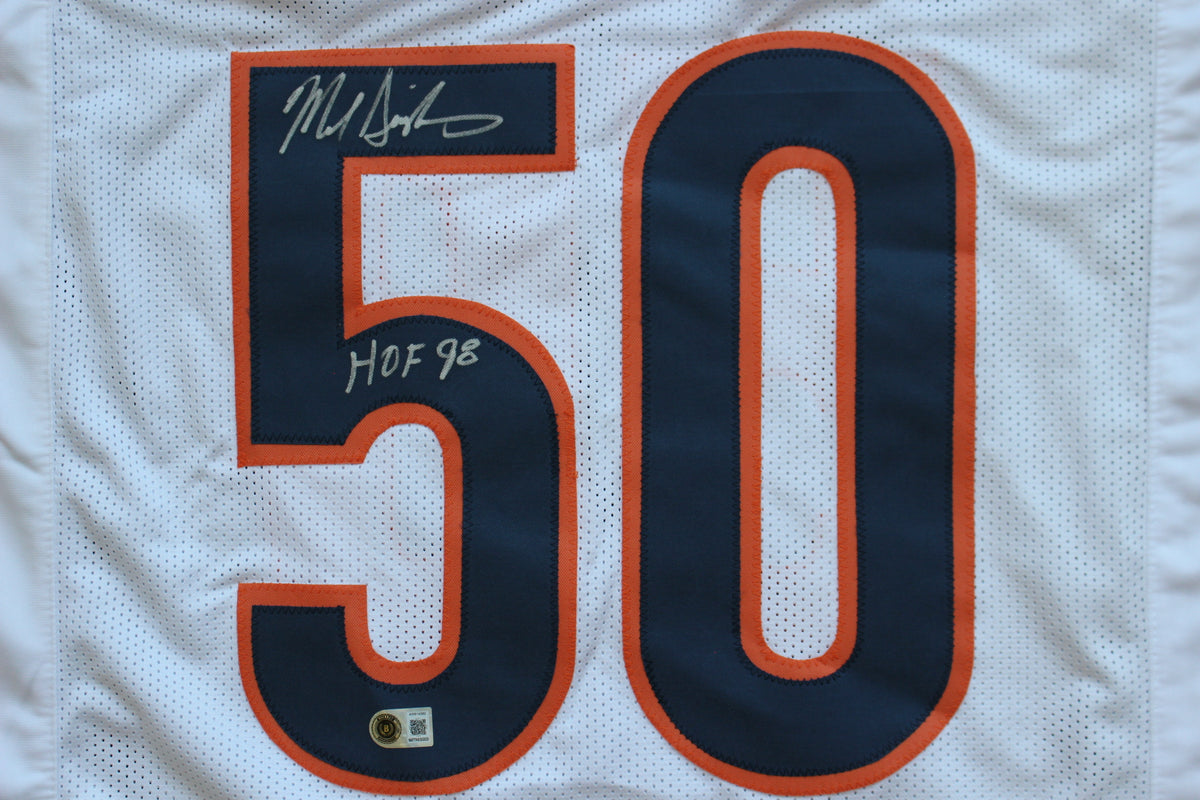 MIKE SINGLETARY CHICAGO BEARS SIGNED WHITE JERSEY w/HOF 98 Baylor Bears BAS