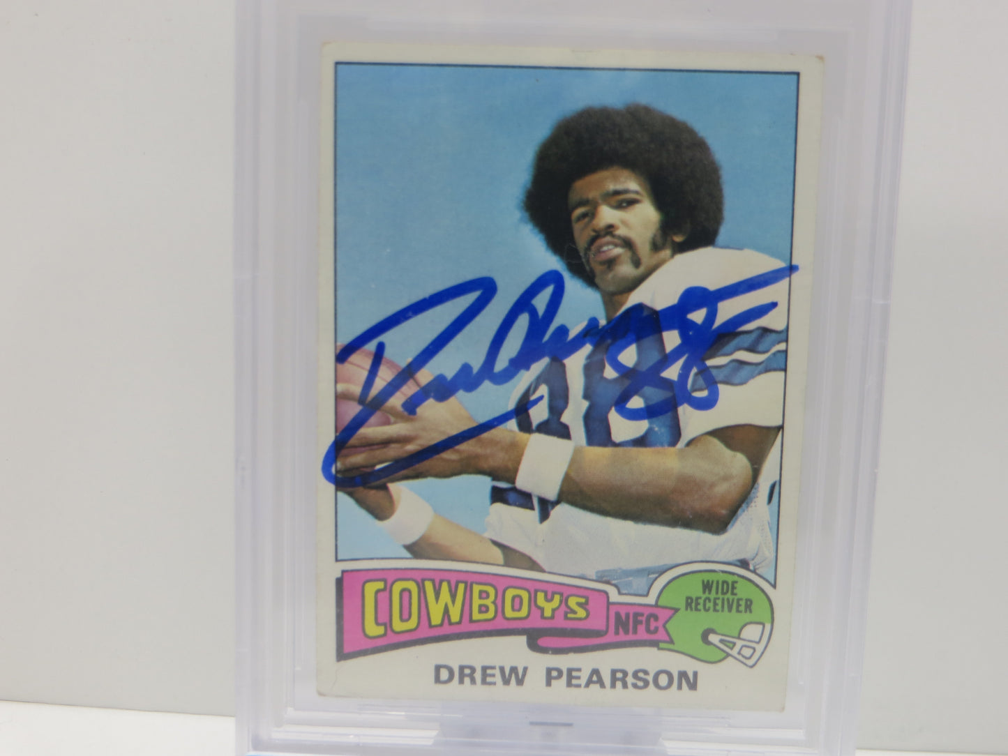 DREW PEARSON SIGNED 1975 TOPPS #65 DALLAS COWBOYS BGS BAS SLAB AUTO 10