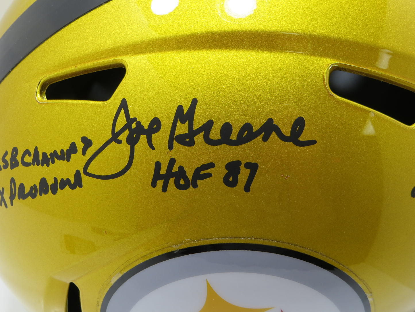 JOE GREENE PITTSBURGH STEELERS SIGNED FLASH FULL SIZE HELMET w/INSCs JSA COA