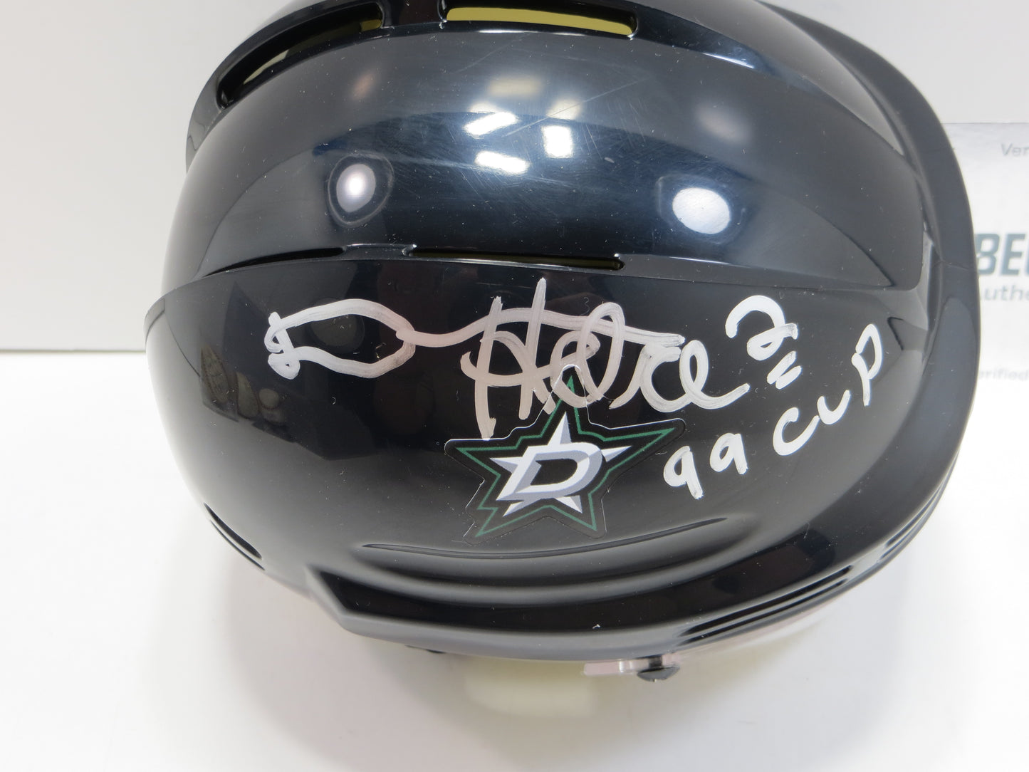 DERIAN HATCHER  DALLAS STARS SIGNED MINI HOCKEY HELMET w/99 CUP BAS COA
