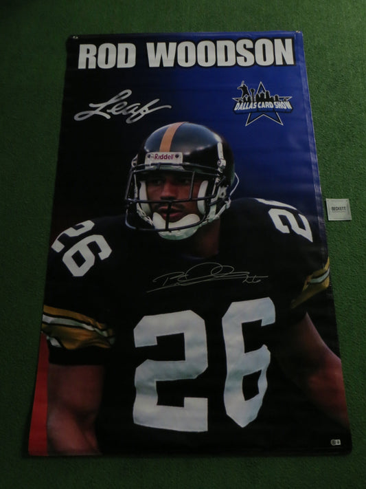 ROD WOODSON SIGNED Steelers Raiders Ravens Dallas Card Show 36x60 VINYL BANNER BAS