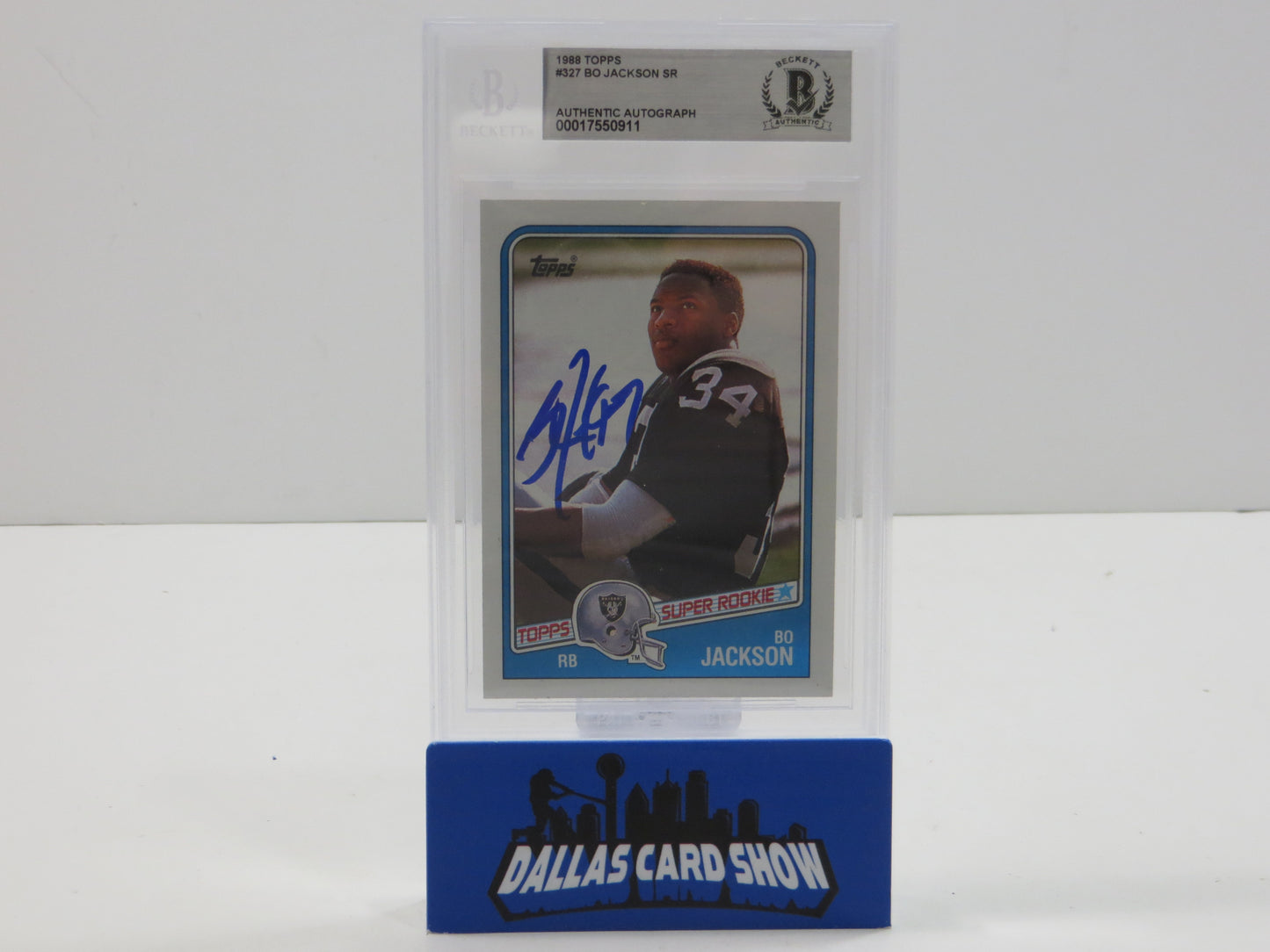 BO JACKSON SIGNED 1988 TOPPS #327 RAIDERS AUBURN ROYALS BGS BAS SLAB
