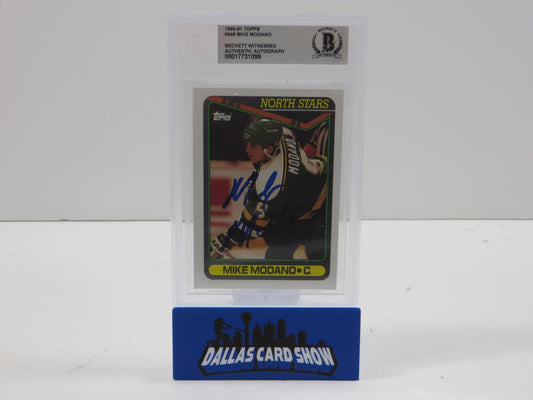 MIKE MODANO SIGNED 1990-91 Topps #348 BAS BGS SLAB North Stars Dallas