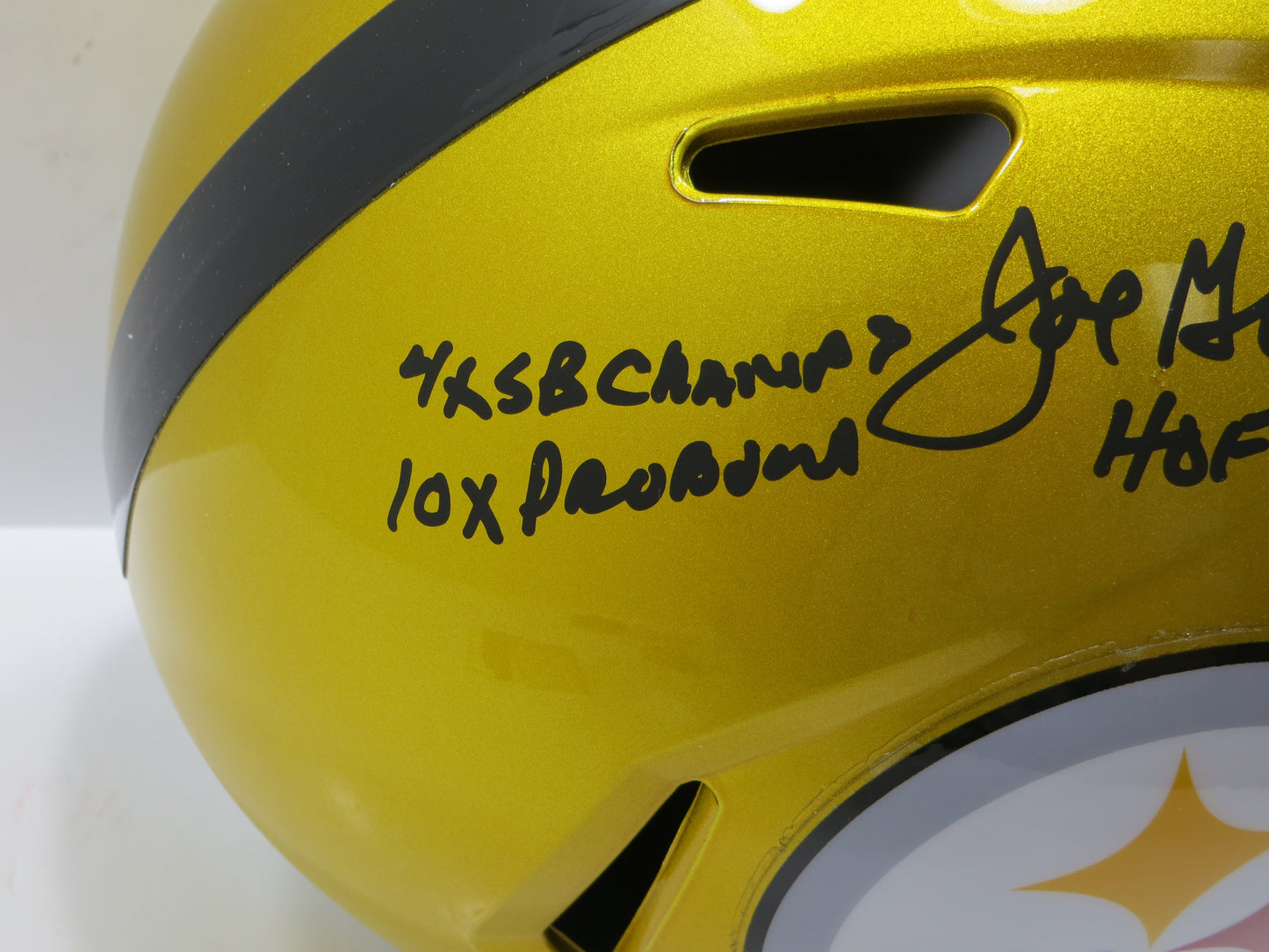 JOE GREENE PITTSBURGH STEELERS SIGNED FLASH FULL SIZE HELMET w/INSCs JSA COA