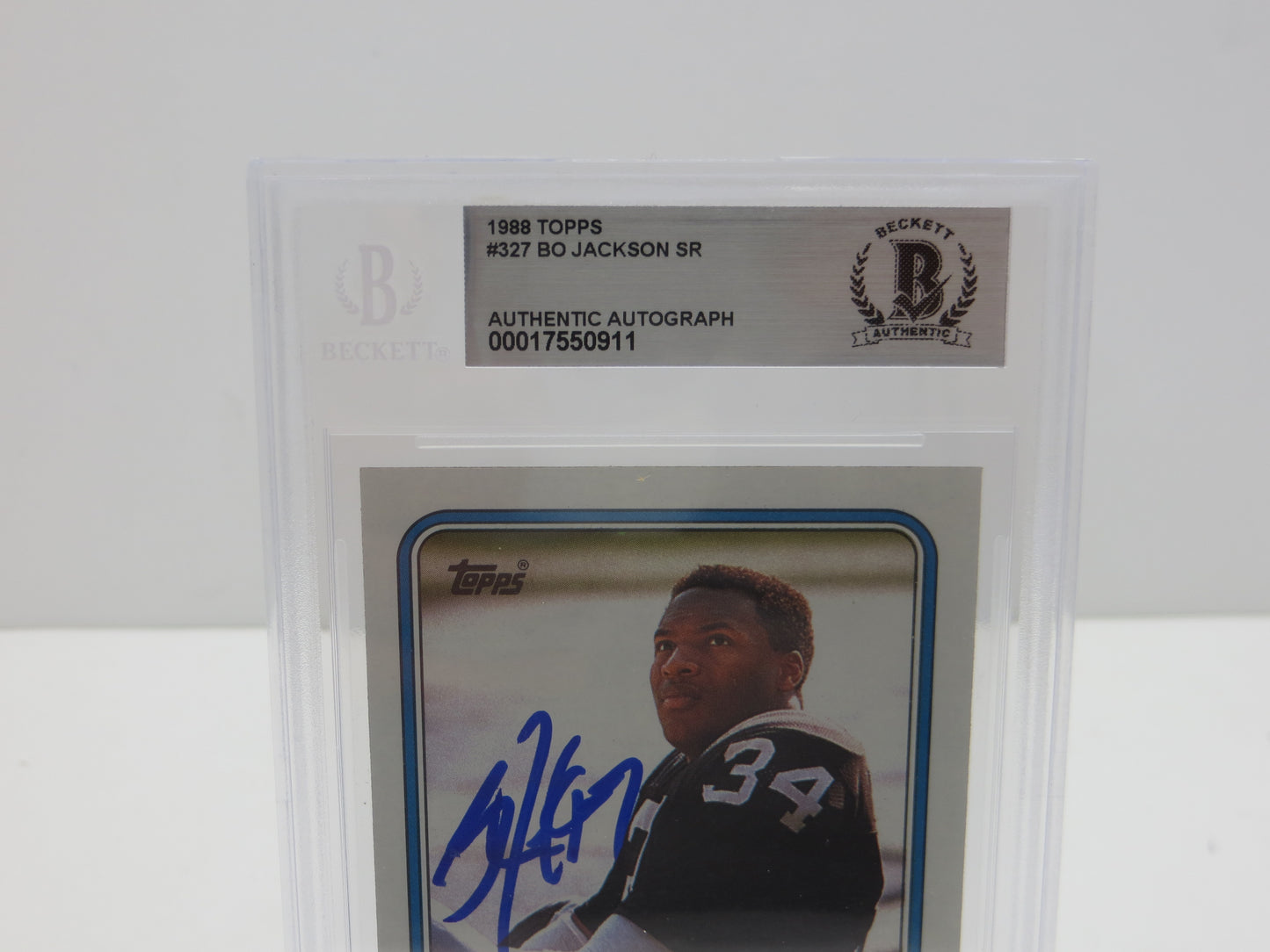 BO JACKSON SIGNED 1988 TOPPS #327 RAIDERS AUBURN ROYALS BGS BAS SLAB