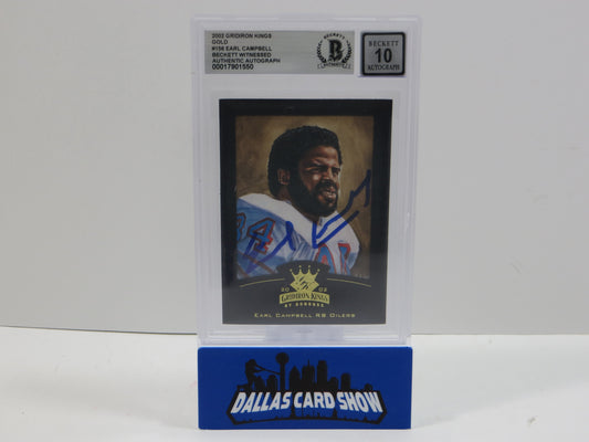 2002 GRIDIRON KINGS GOLD #156 EARL CAMPBELL BGS 10 AUTO